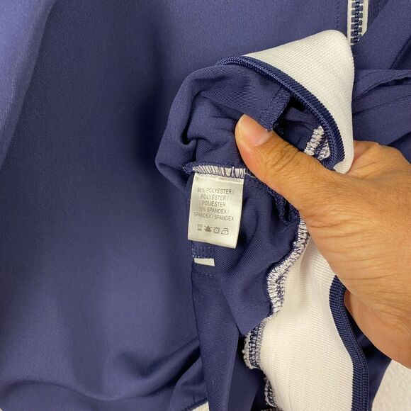 F&G Tech Golf Jacket Sweater Full Zip Size‎ M Blue White Pockets Logo - Picture 15 of 15